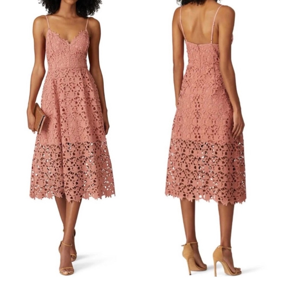 ASTR The Label Lace Midi Dress Floral Eyelet Pink Mauve Women Size M